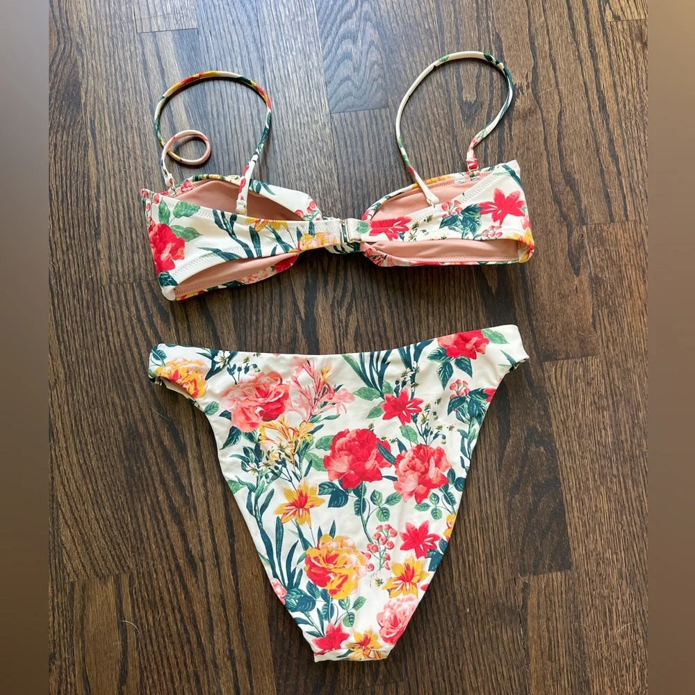 J Crew Knot Bandeau / High Leg Bottom / Sarong in Vintage Floral - Picture 4 of 12